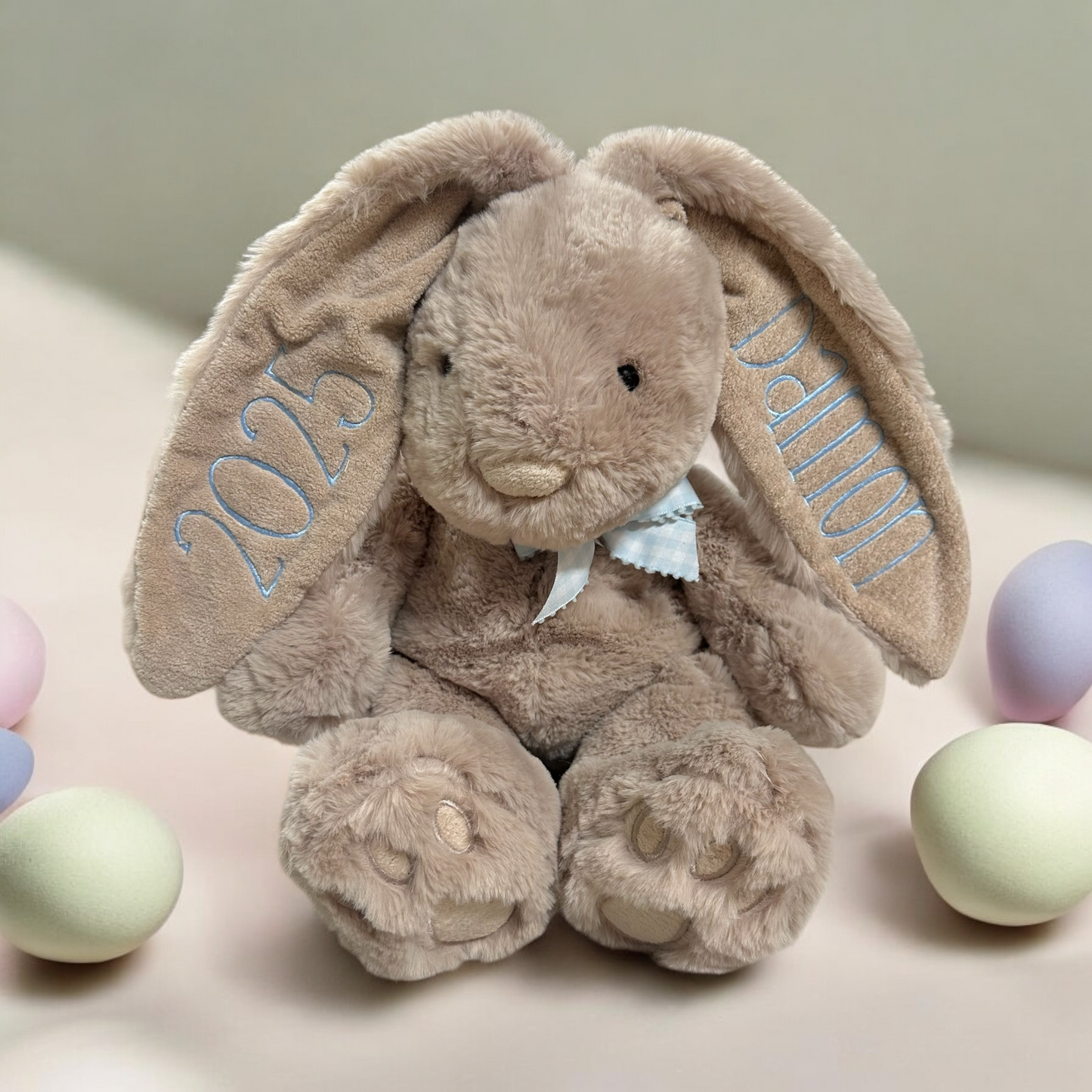 Large Embroidered Bunny Name and Year