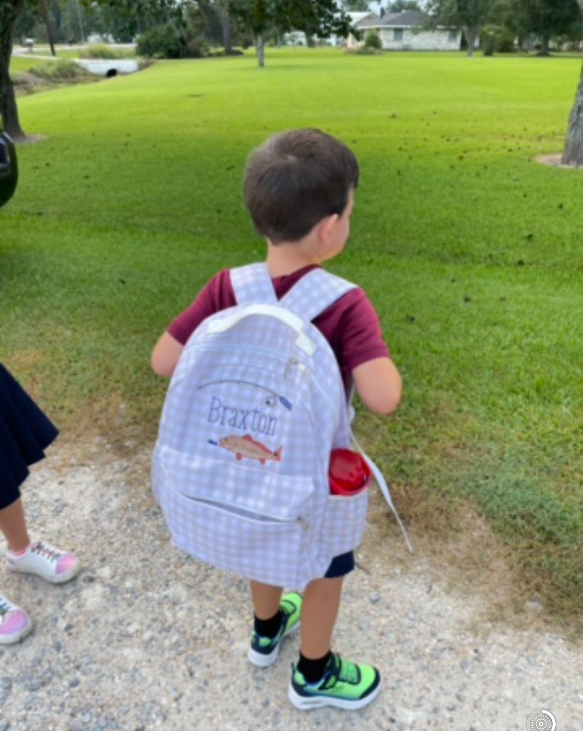 Gingham Nylon Full-Sized Backpack