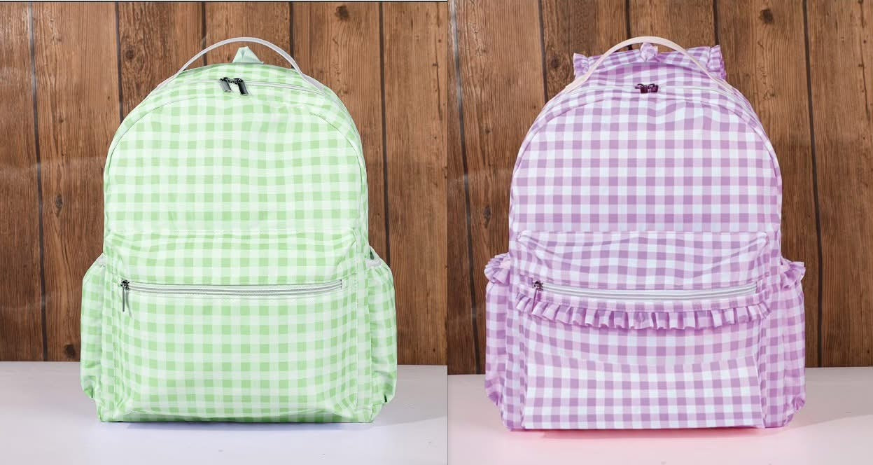 Gingham Nylon Full-Sized Backpack