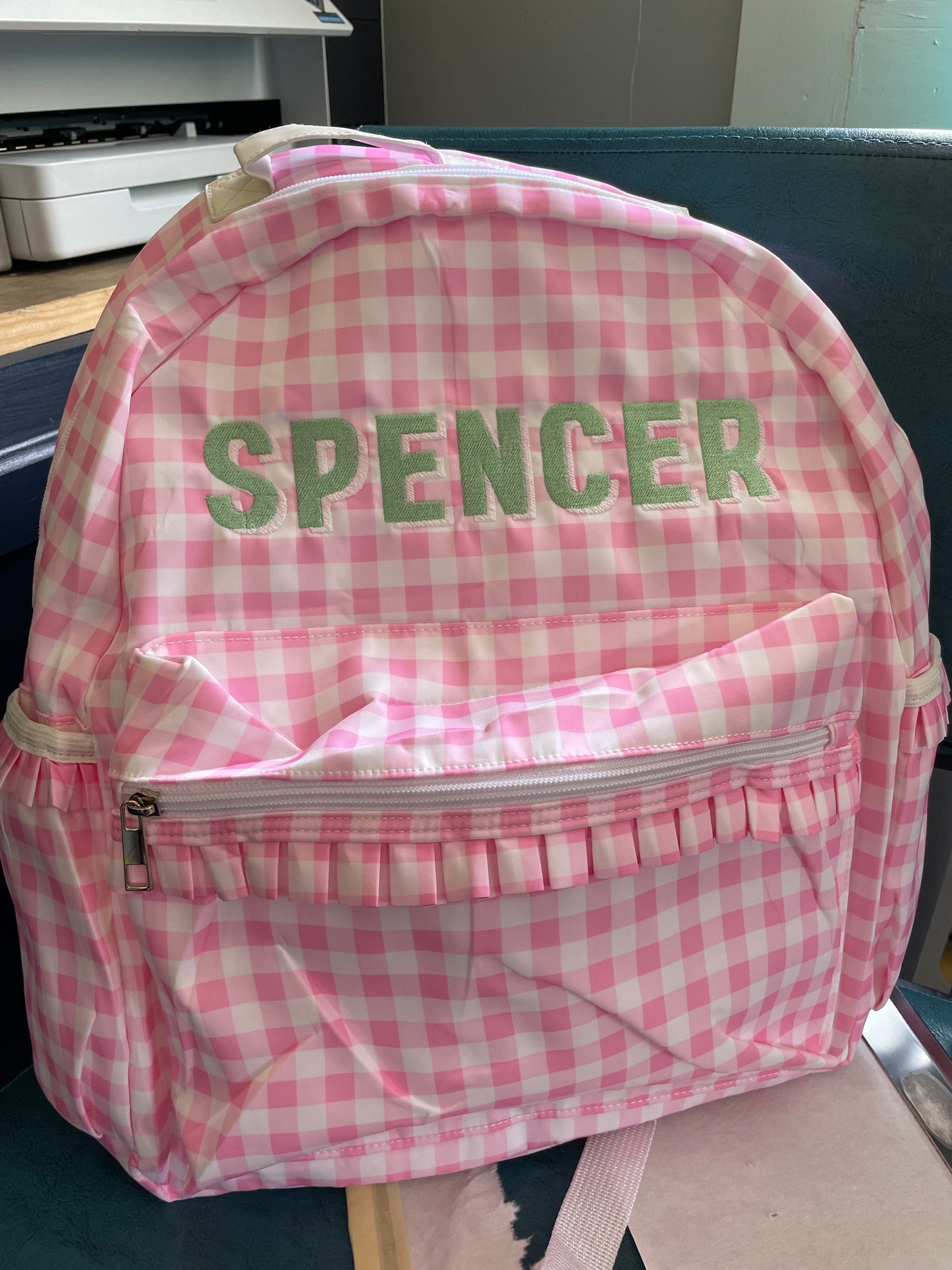 Gingham Nylon Full-Sized Backpack