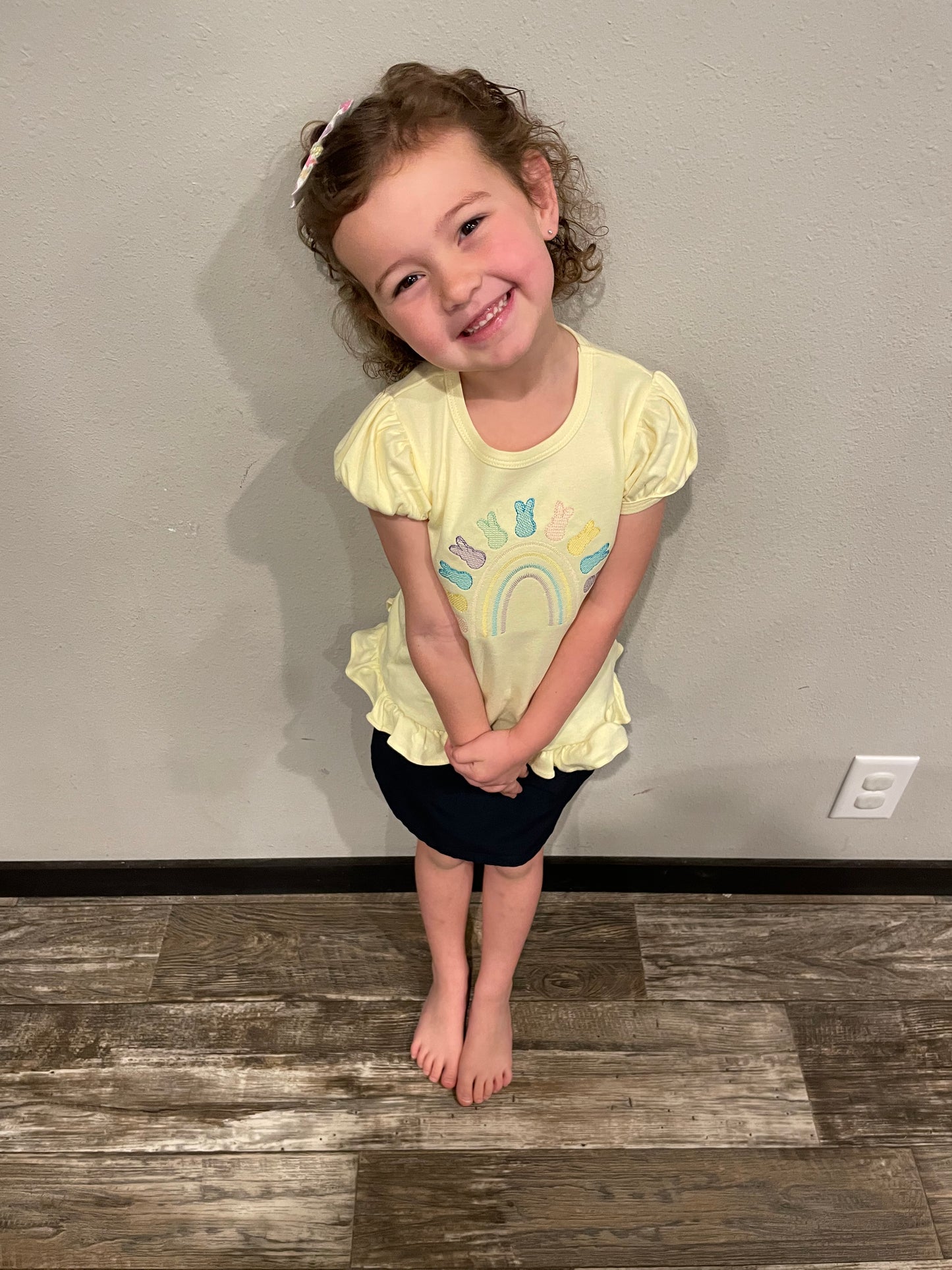 Easter EMBROIDERED Short Sleeve RUFFLE Tee
