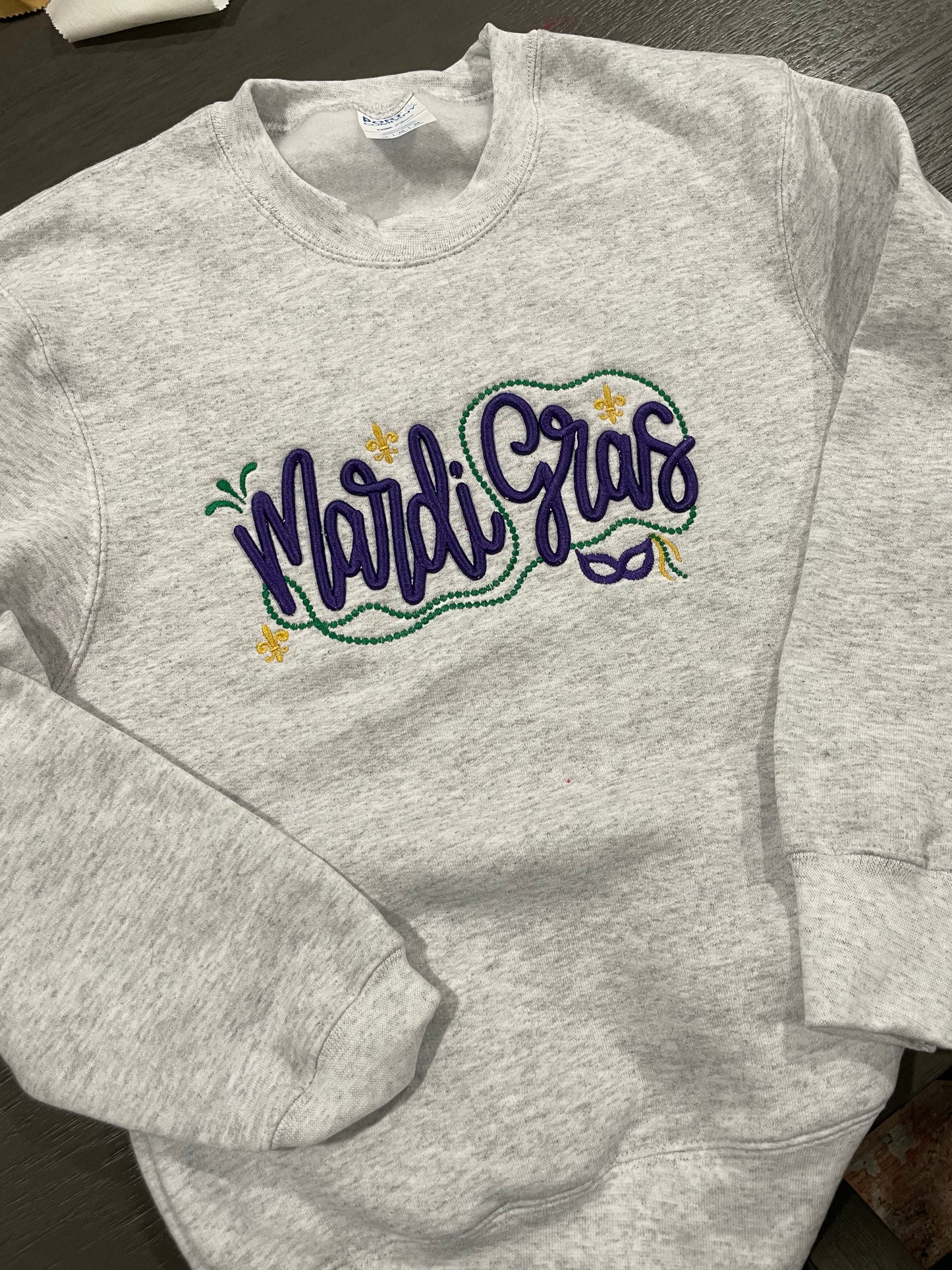 Mardi Gras PUFF Embroidered sweatshirt