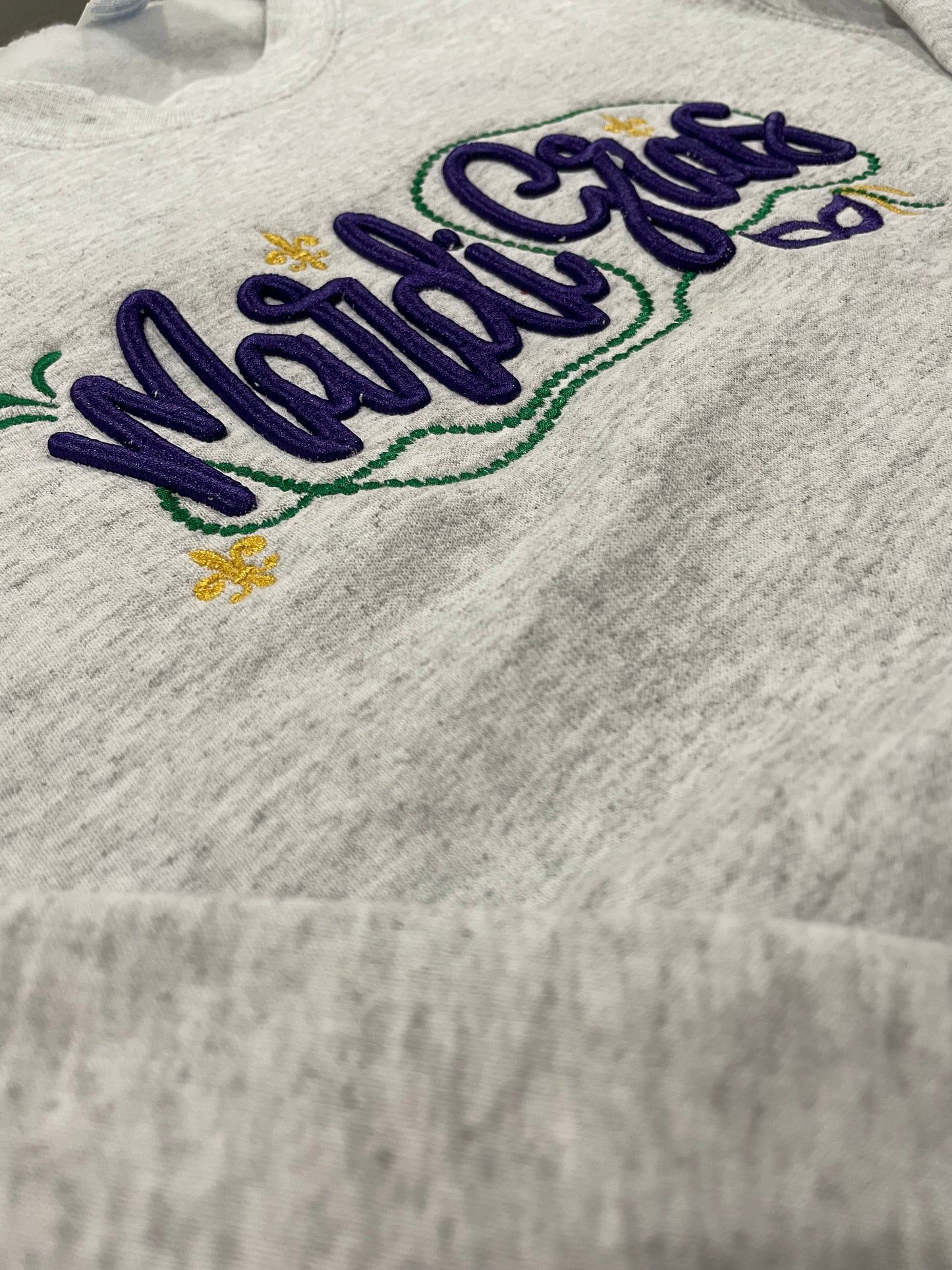 Mardi Gras PUFF Embroidered sweatshirt