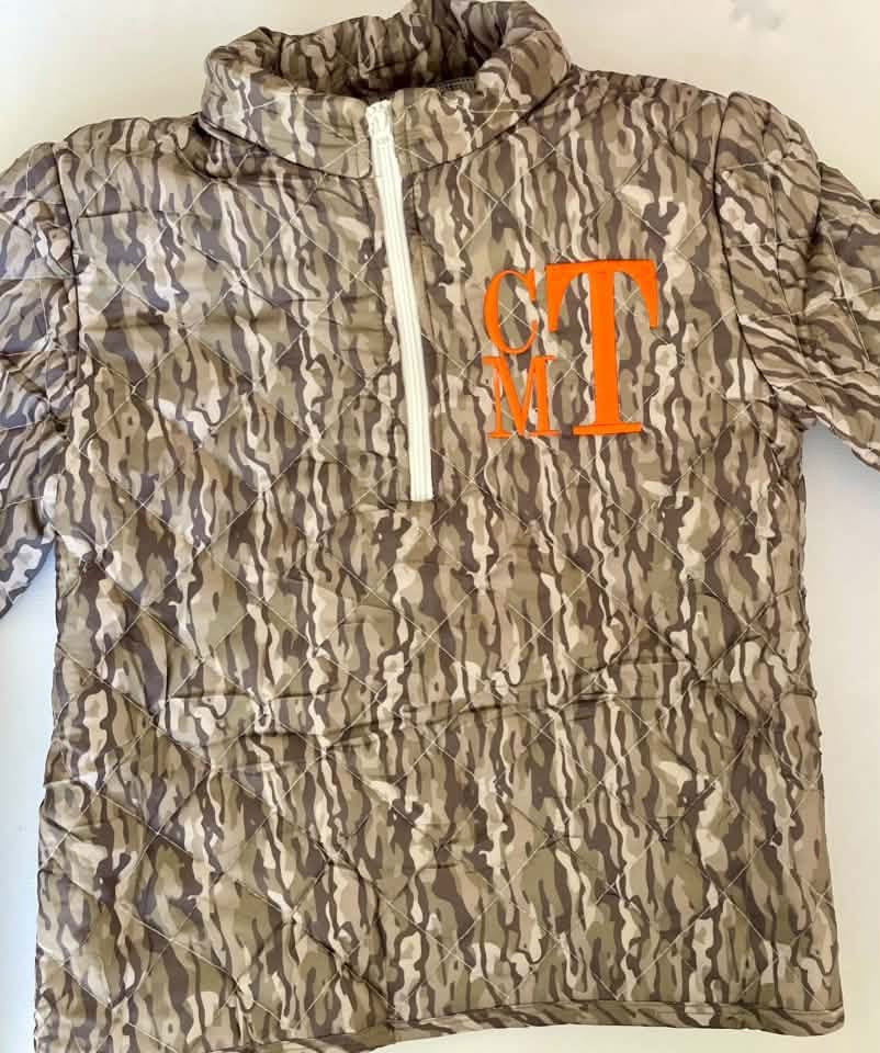 Quilted Quarter Zip Camo Pullover