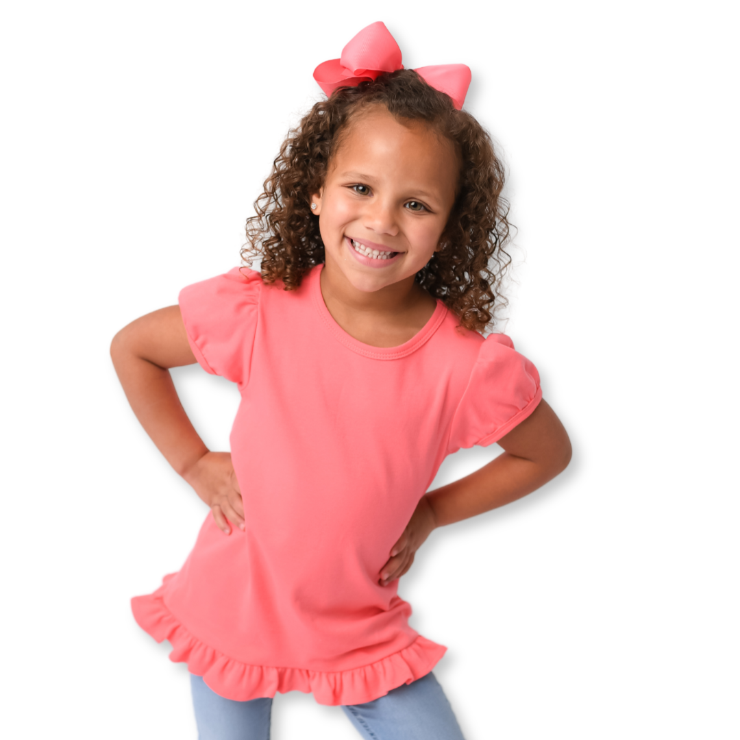 Easter EMBROIDERED Short Sleeve RUFFLE Tee