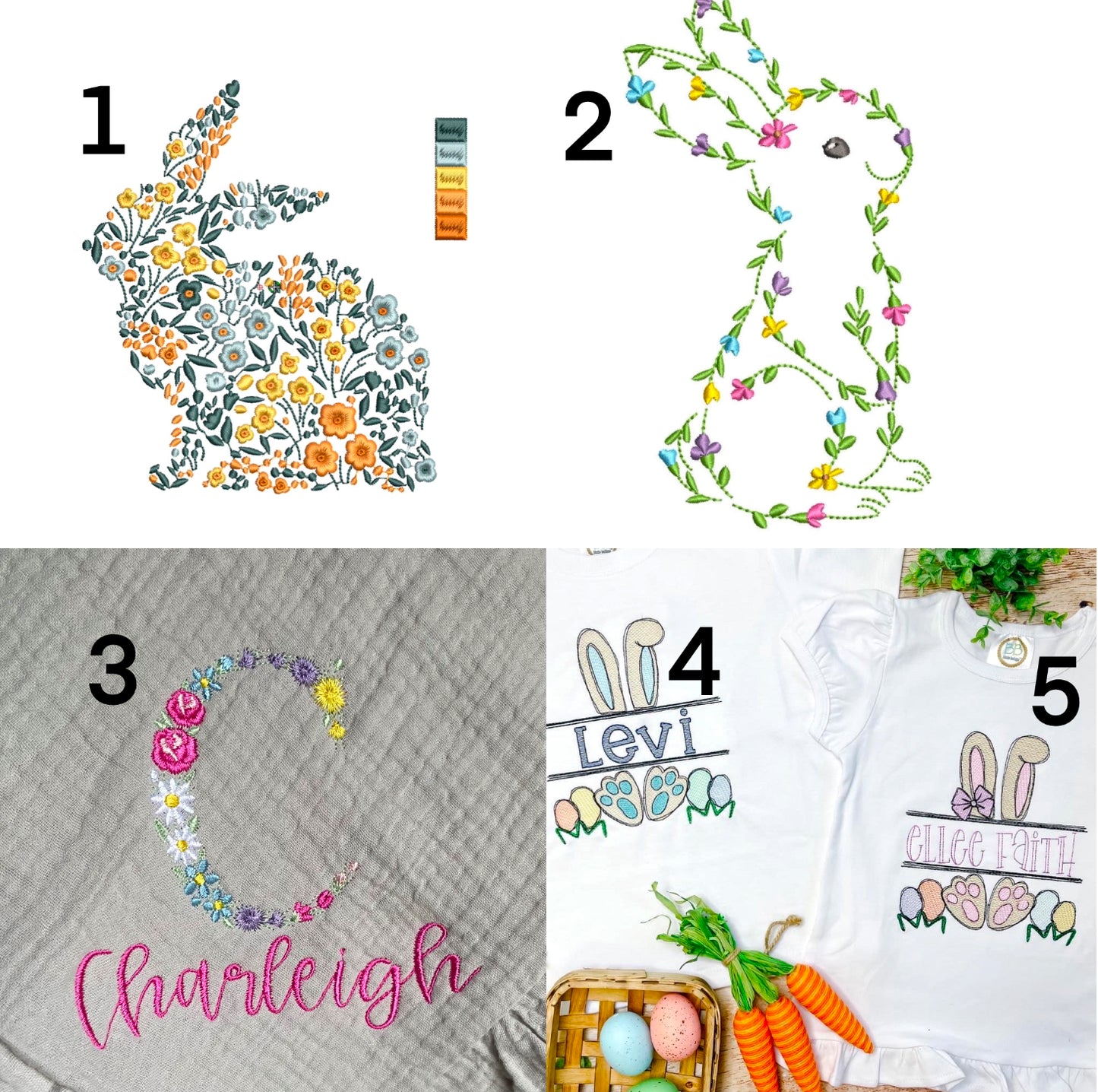Embroidered Easter Basket Name and Design