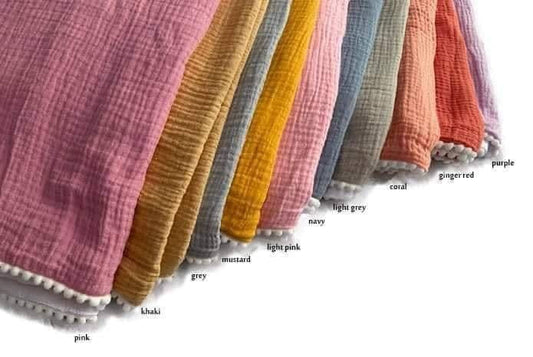 Muslin PomPom Burp Cloth