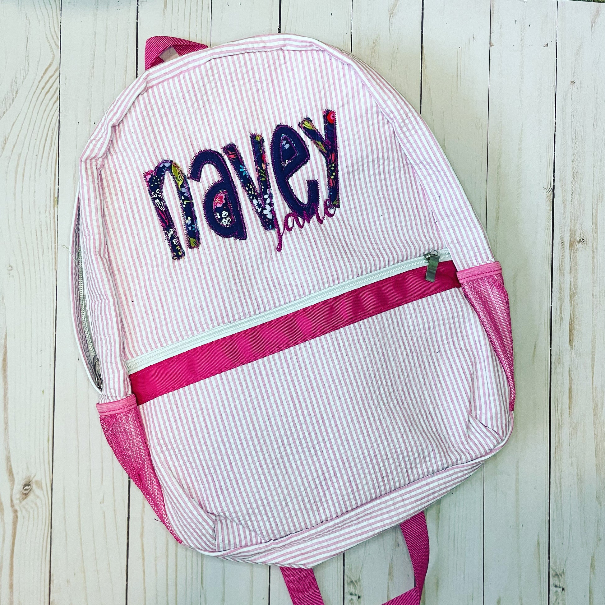 Personalized Seersucker Backpack with Name Applique, Seersucker